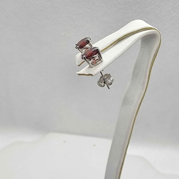 NEW Sterling Silver 925 Red GemStone Studs - Earrings - Picture 4 of 5